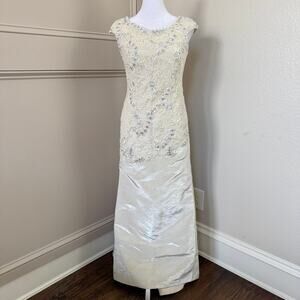 Vintage Secret Creations Ivory Beaded Lace Overlay Custom Gown Bridal Sz Est 4/6